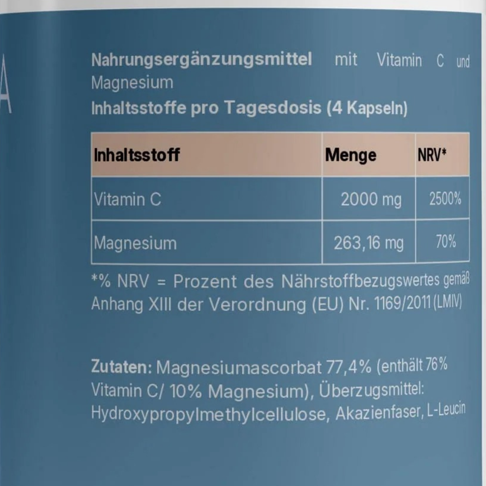 Ascoris Vitalis - gepuffertes Vitamin C Inhaltsstoffe pro Tagesdosis | NUVÉRA