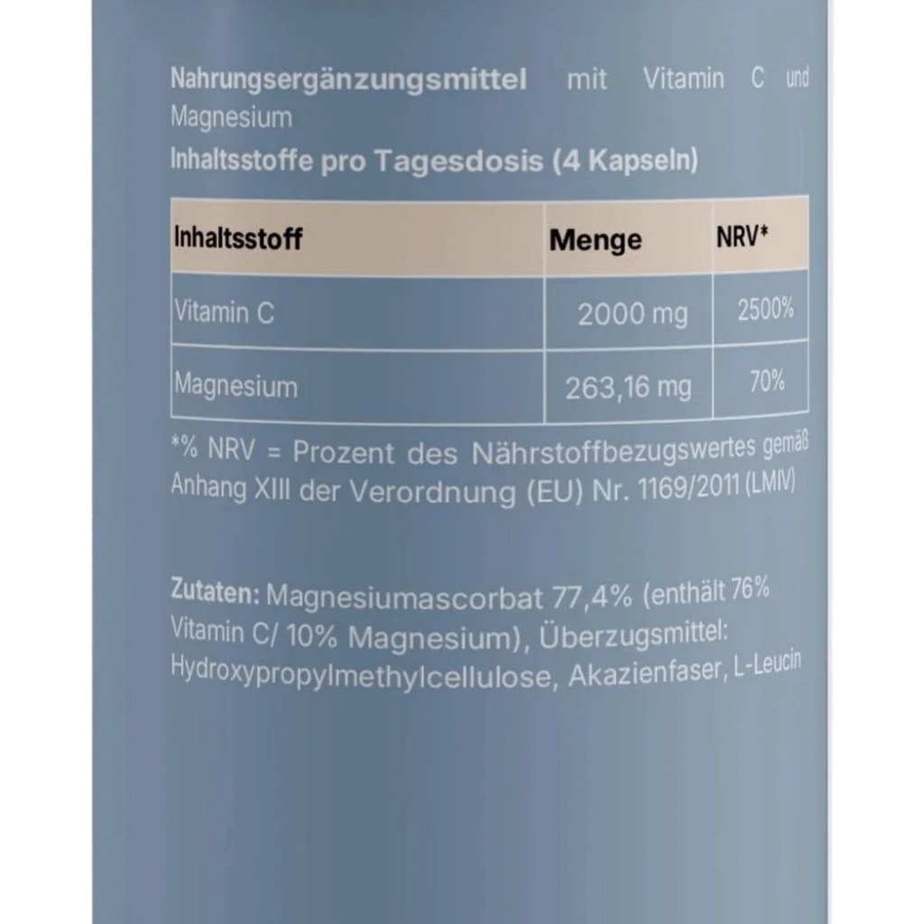 Ascoris Vitalis Magnesiumascorbat – magenfreundliches Vitamin C, Inhaltsstoffe | NUVÉRA