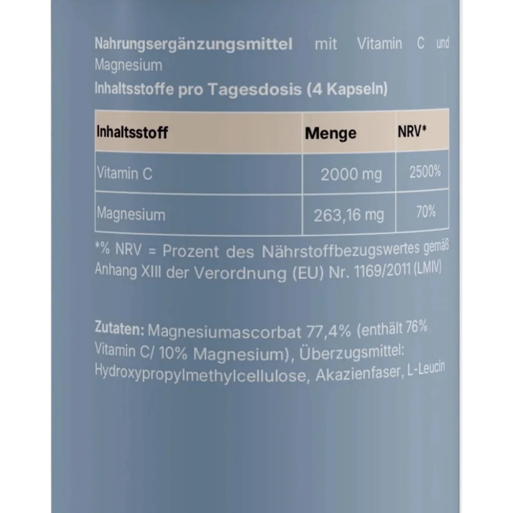 Ascoris Vitalis Magnesiumascorbat – magenfreundliches Vitamin C, Inhaltsstoffe | NUVÉRA