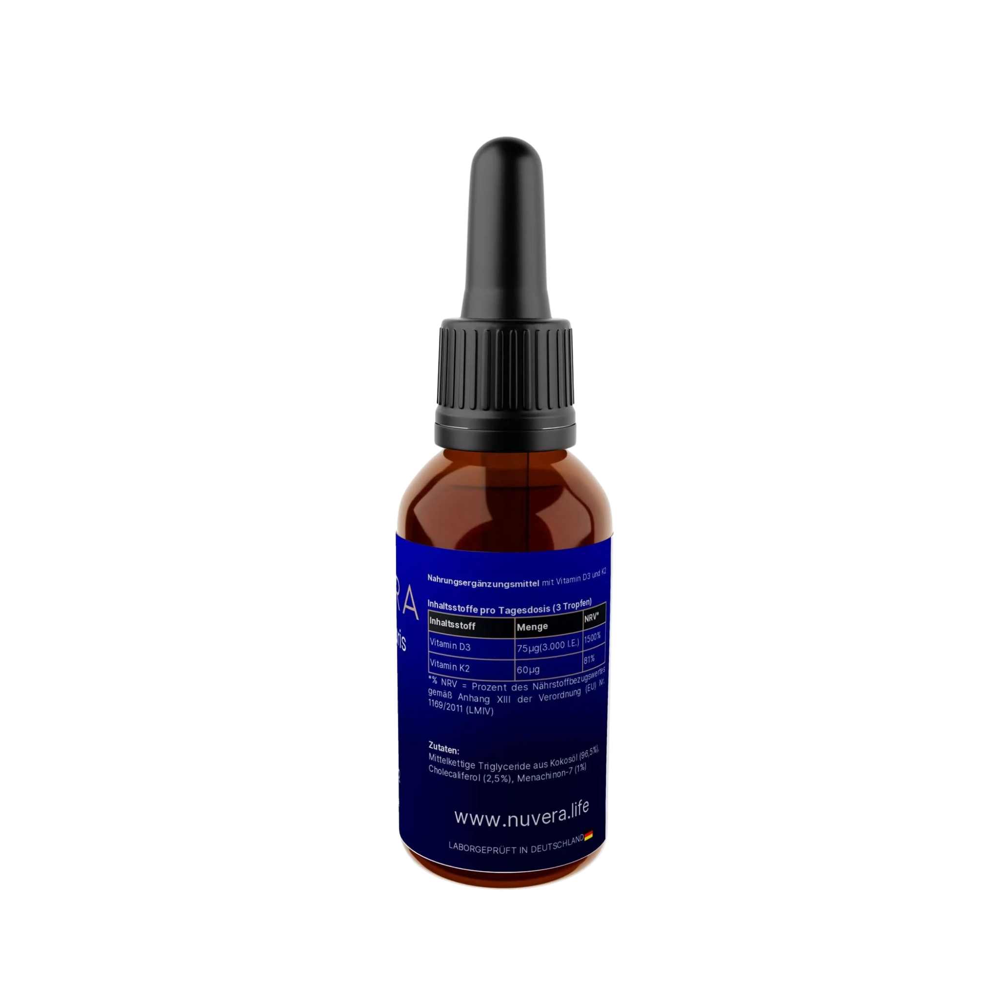 NUVÉRA Aurum Solaris Vitamin D3 + K2 Nährwerte und Inhaltsstoffe