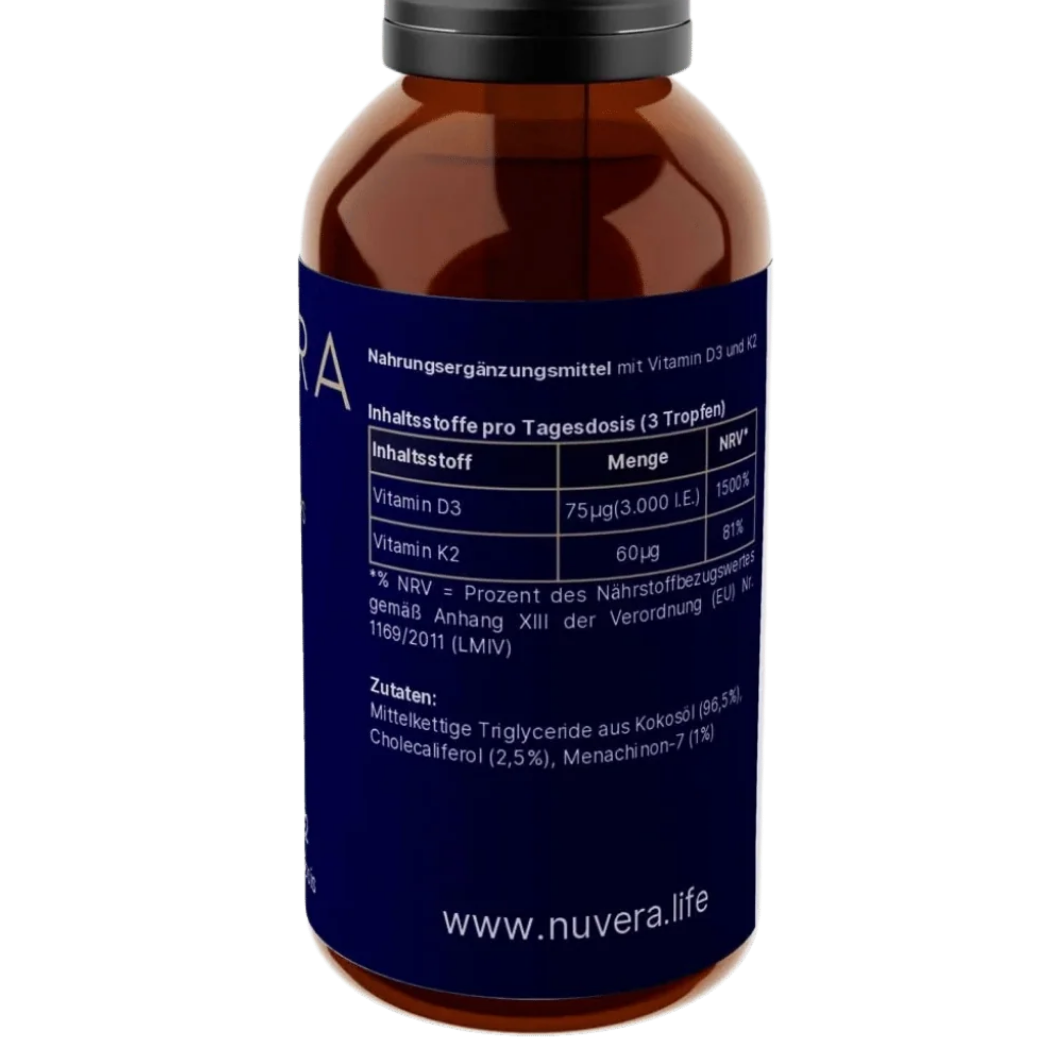 Aurum Solaris D3 + K2 MK-7 – Inhaltsstoffe und Nährwerte pro Tagesdosis