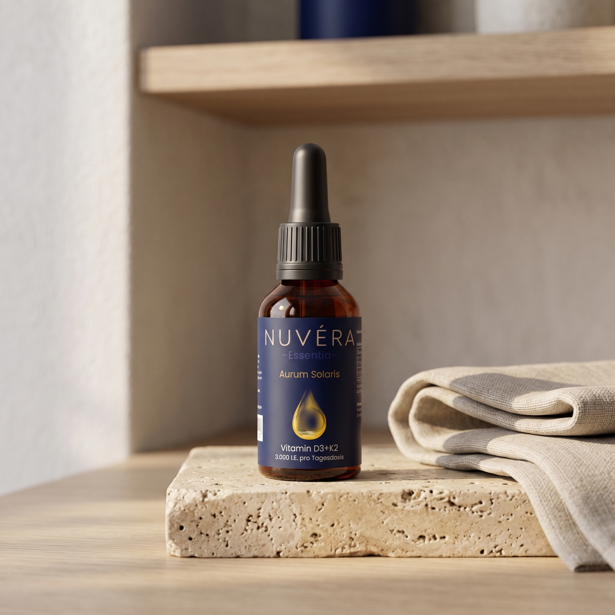 Aurum Solaris Vitamin D3 K2 Tropfen von NUVÉRA – Pipettenflasche