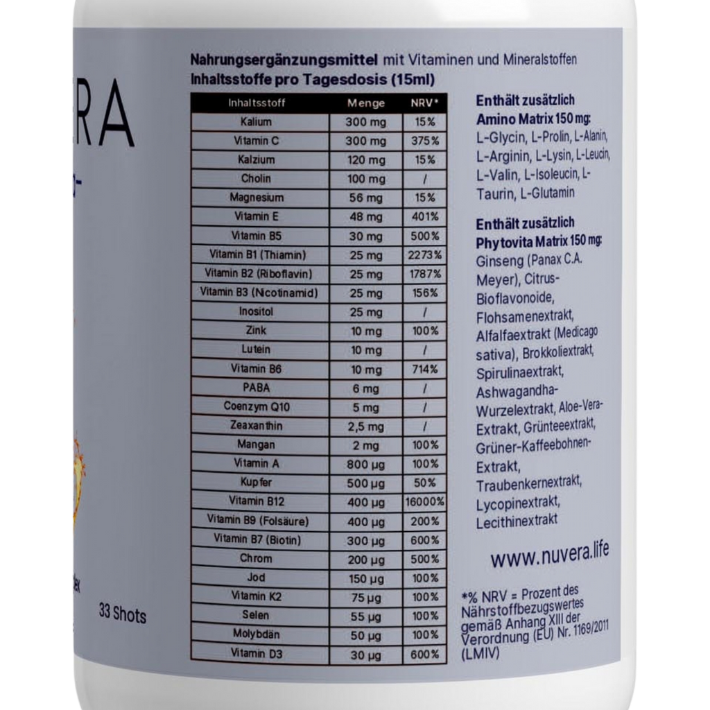 Elixium Multivitaminkomplex – Inhaltsstoffe und Nährwerte pro Portion