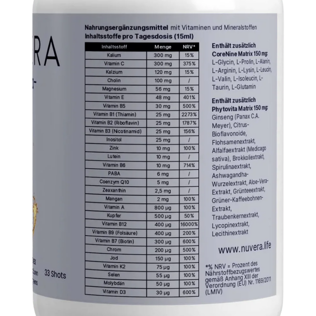 Elixium Multivitaminkomplex – Inhaltsstoffe und Nährwerte pro Portion