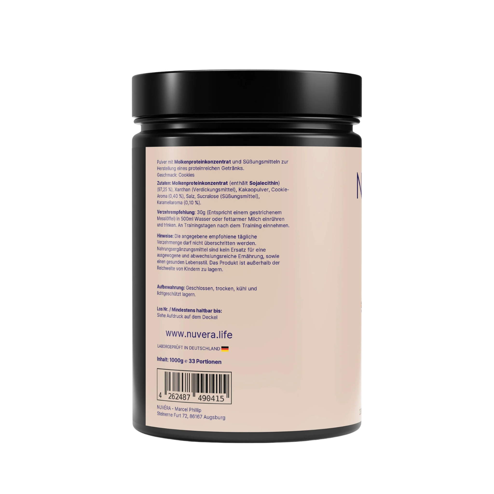 NUVÉRA Invictor Premium Whey Cookies Geschmack  Verzehrempfehlung und Inhaltsstoffe