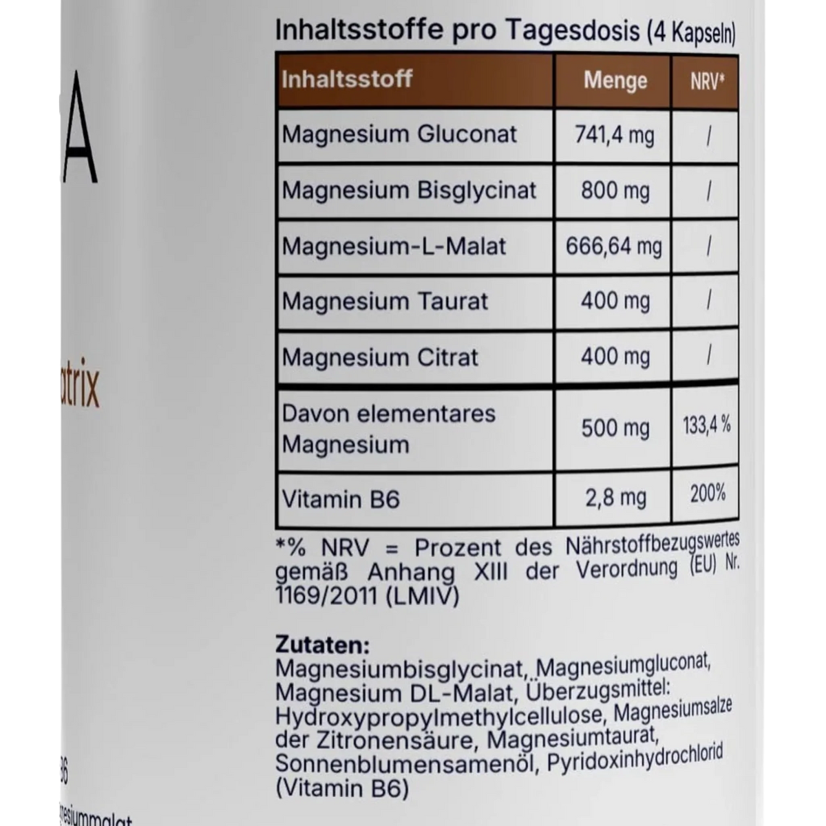 Magnesium_PentaMatrix - 5 Magnesiumformen + B6 | Inhaltsstoffe | NUVÉRA