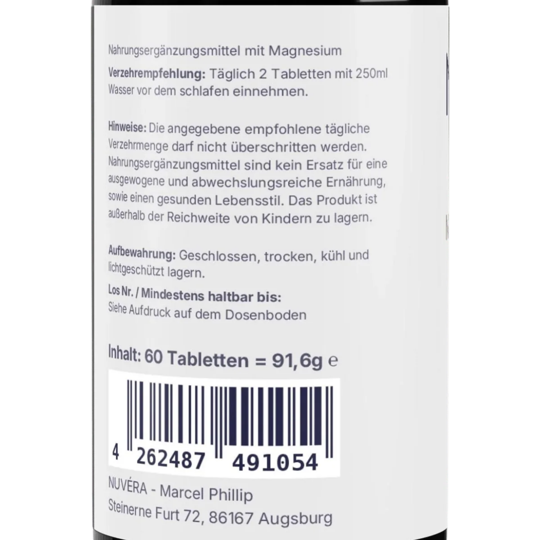 Magnesium TetraMatrix Verzehrempfehlung, zwei Tabletten täglich am Abend | NUVÉRA