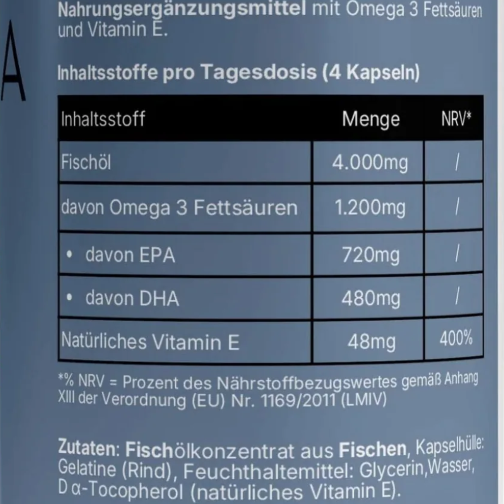 Marinum Omega-3 – Inhaltsstoffe und Nährwerte pro Tagesdosis | NUVÉRA