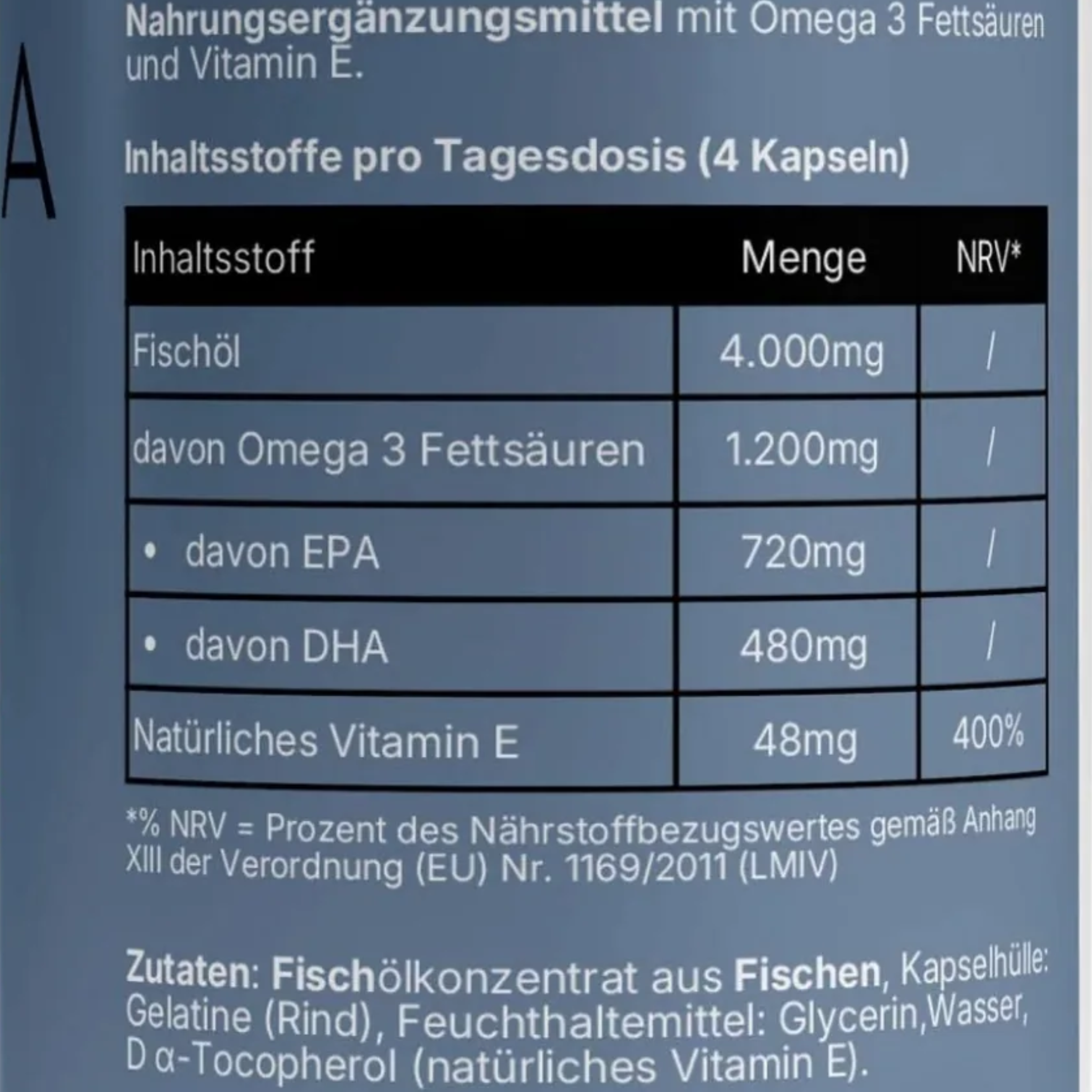 Marinum Omega-3 – Inhaltsstoffe und Nährwerte pro Tagesdosis | NUVÉRA