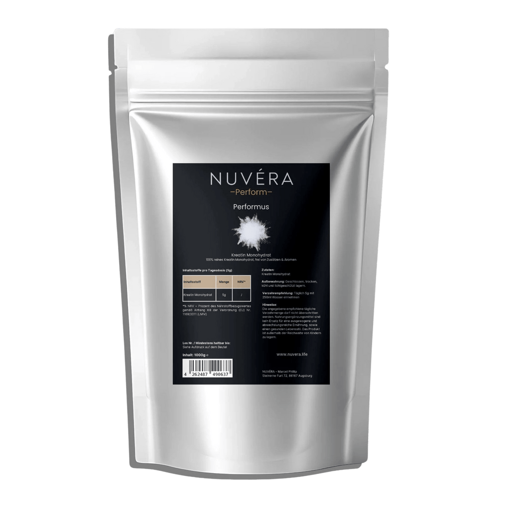 Performus Kreatin Monohydrat Pulver – 100 % rein, 5.000 mg pro Tagesdosis | NUVÉRA
